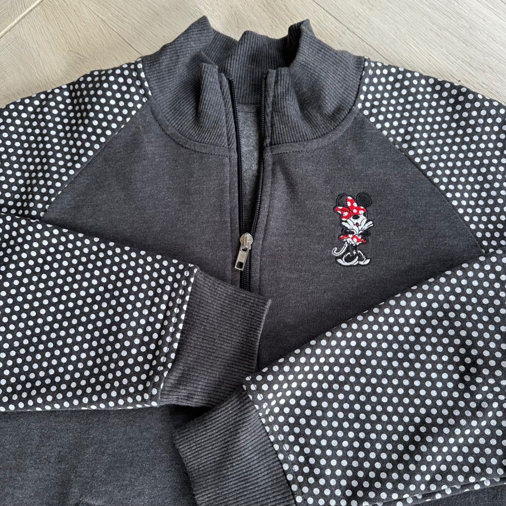 Disney Parks Minnie Mouse Polka Dot Zip Up Track Jacket Kids Size L
